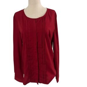 Banana Republic Women's Blouse Button Down Long Sleeve Top Collared Red Medium